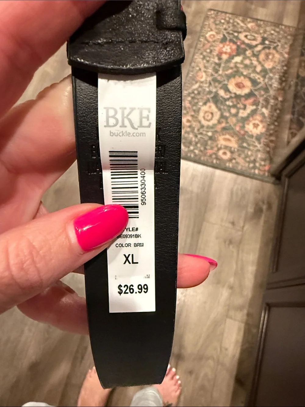 BKE Black Leather Casual Belt with Metal Buckle